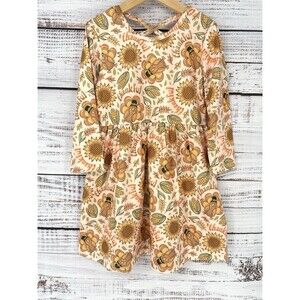 Thanksgiving Turkey Cross Back Harvest Long Sleeve Dress Western Girls 6 6Y